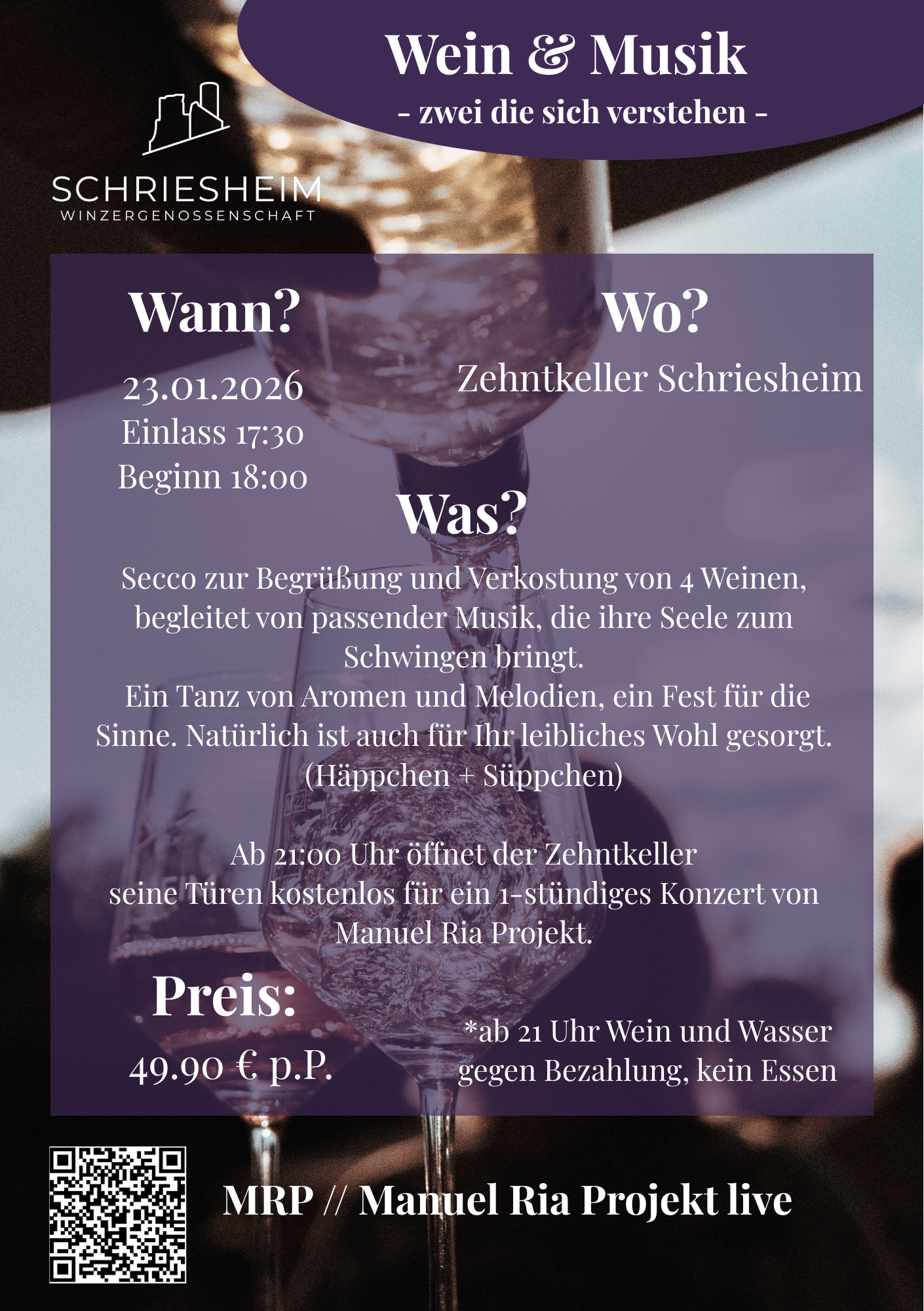 Buchung Musik & Wein am 23.01.2026