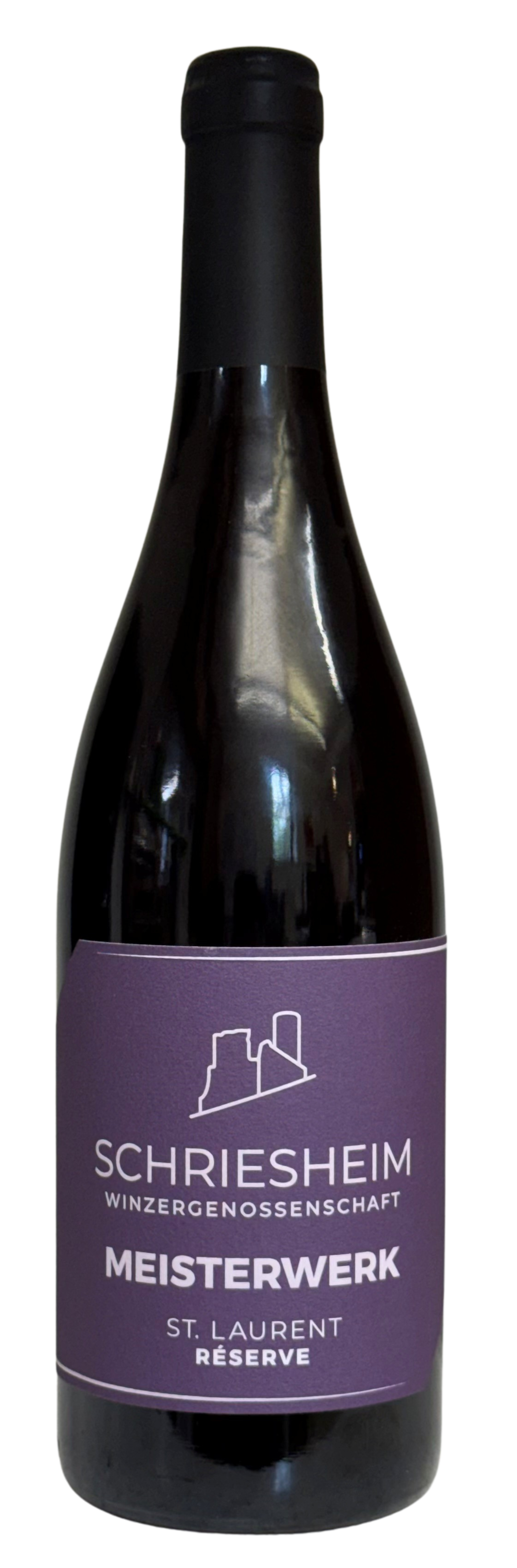 Weinflasche mit Purpur Etikett , Sankt Lauerent Meisterwerk